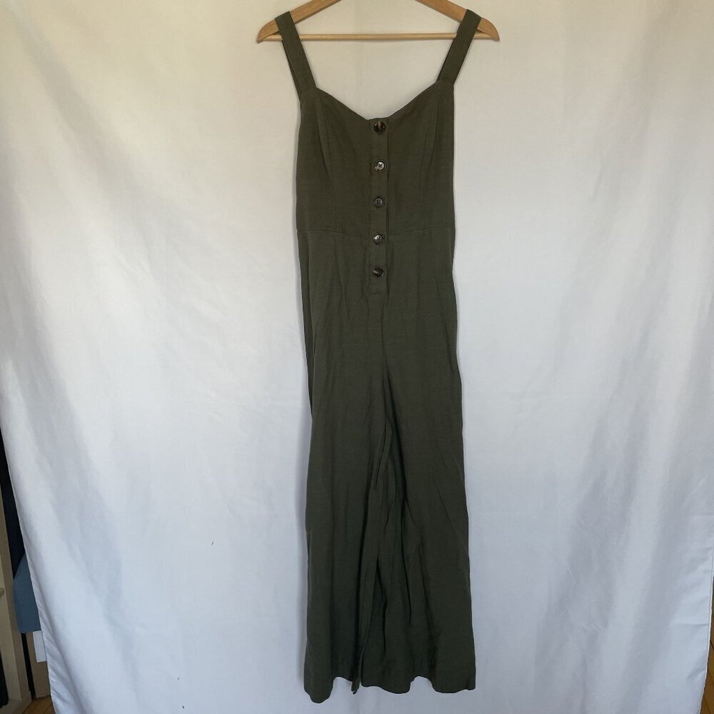 Wild Fable green jumpsuit‎ sleeveless bow detail ruched back sweetheart neckline